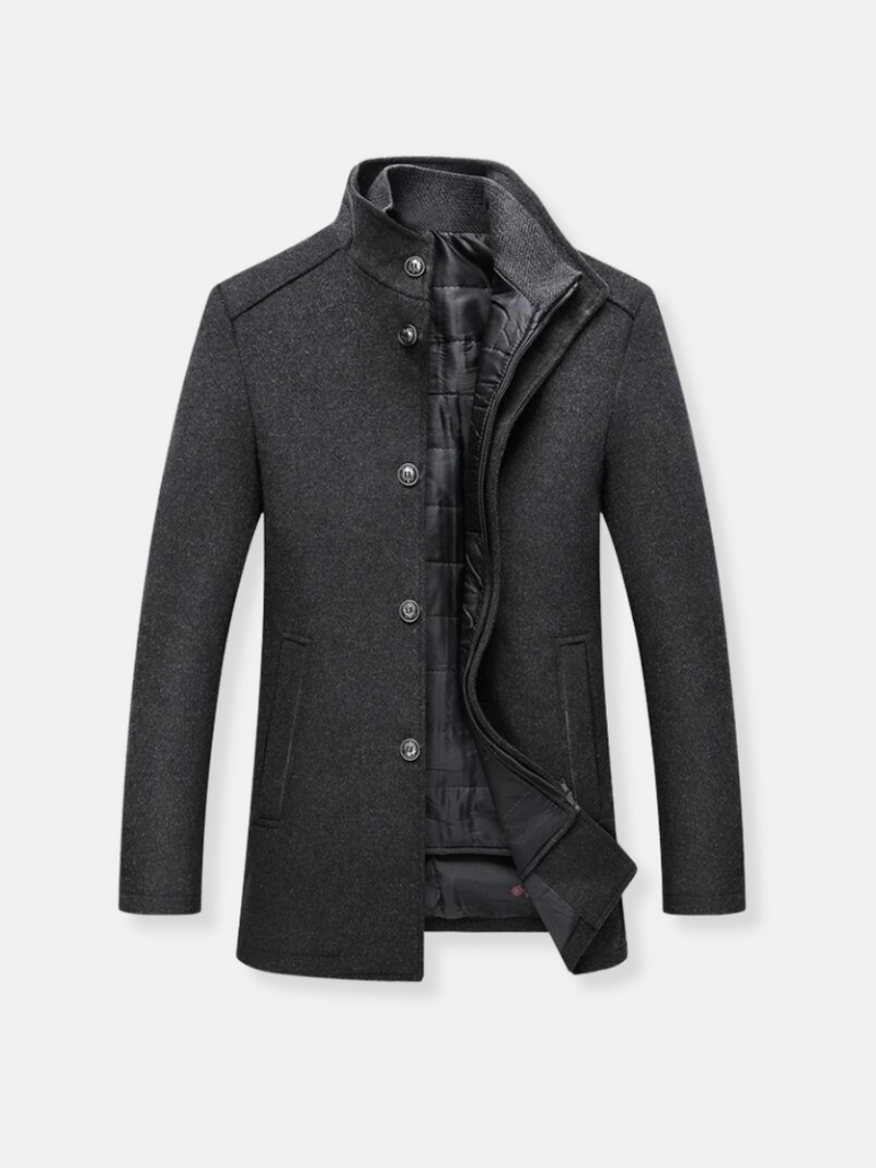 Manteau chic avec col montant et détails de boutons