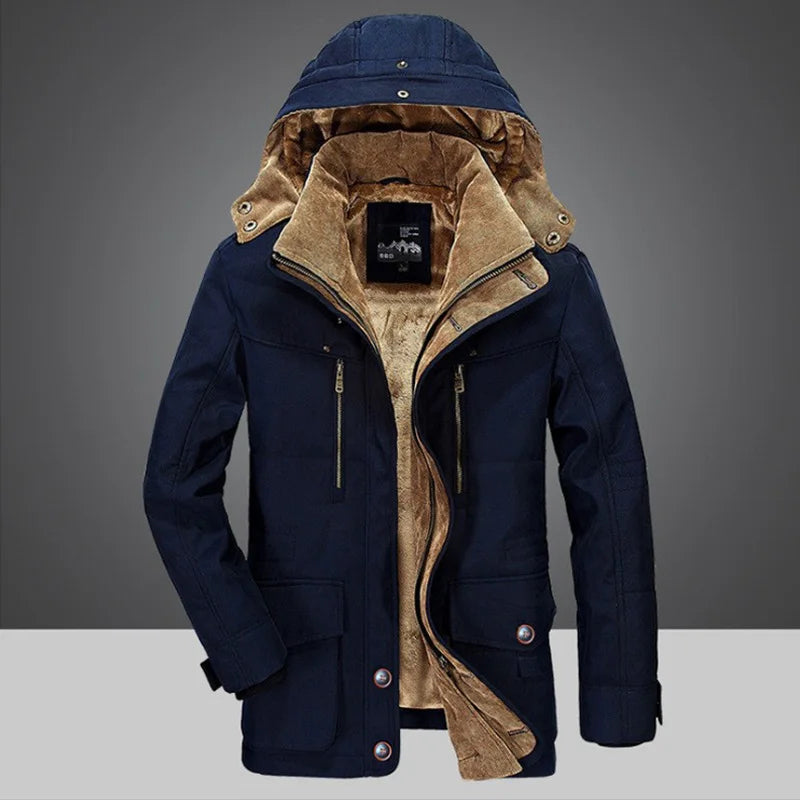 Manteau d'hiver avec capuche pour homme, chaud et confortable