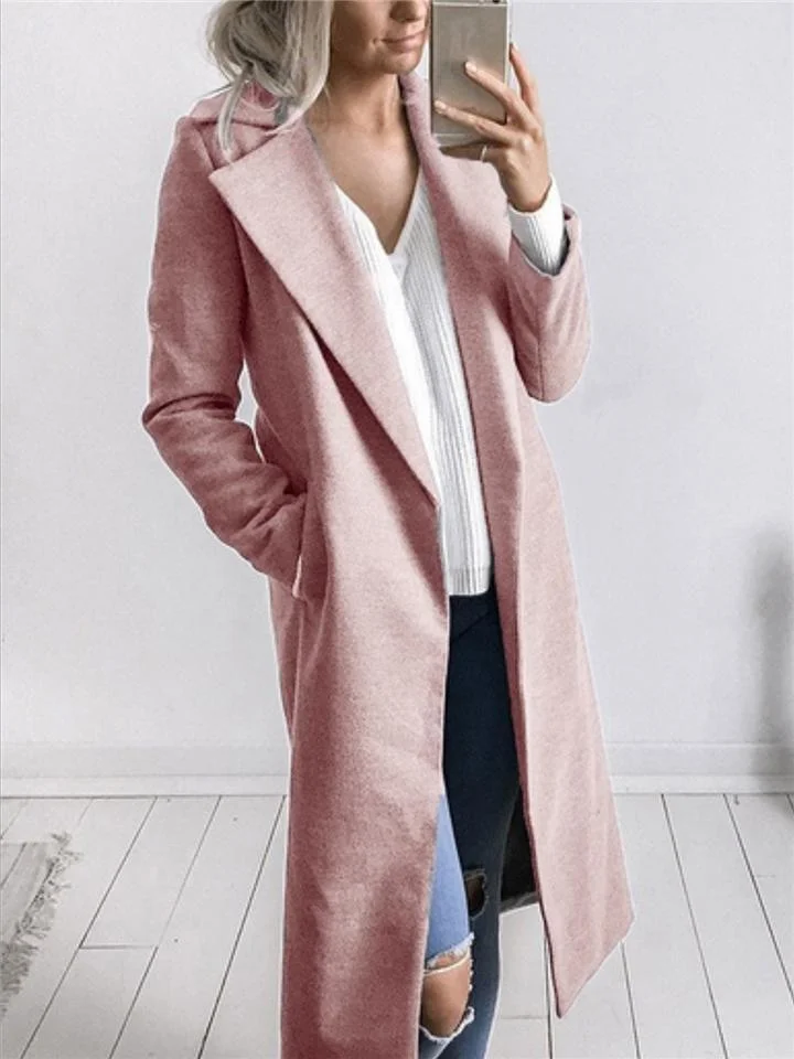 Manteau long avec poches et col stylé