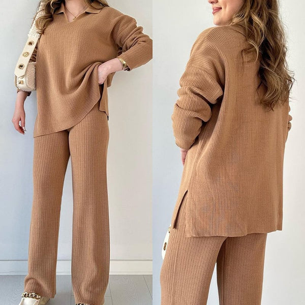 Costume d'automne décontracté avec un décolleté plongeant pour un apparence confortable