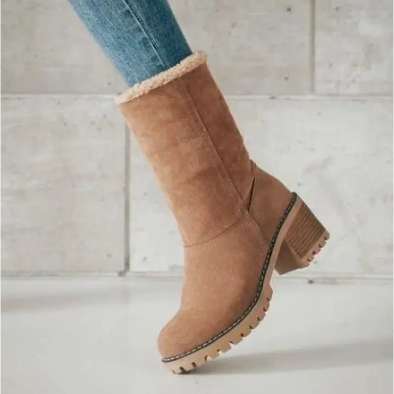 Bottes d’hiver pour femmes avec talon bas et style contemporain