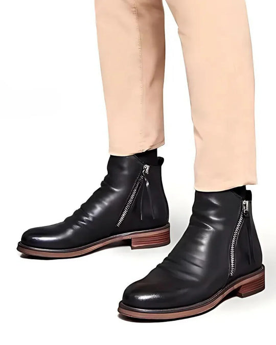 Bottes classiques et élégantes pour homme avec détail de fermeture éclair