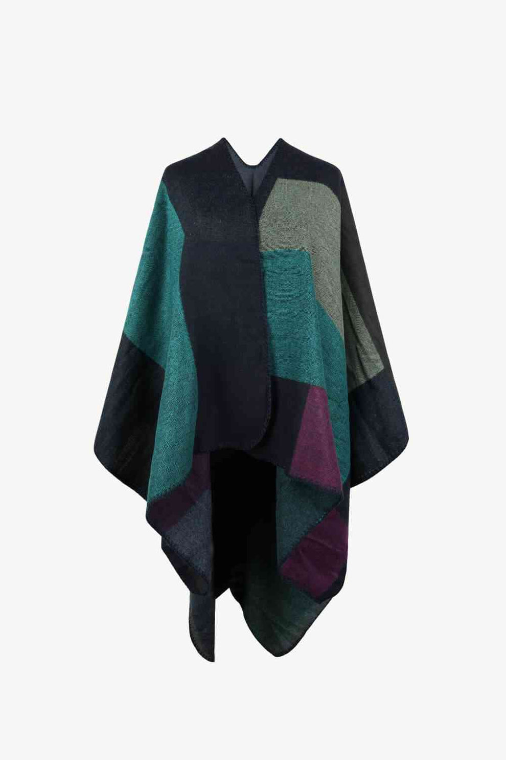 Poncho lumineux ouvert sur le devant et empiècements multicolores