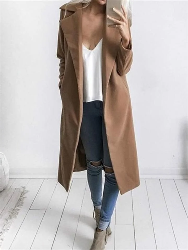 Manteau long avec poches et col stylé