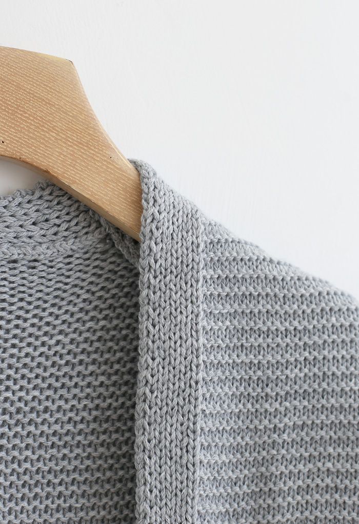 Cardigan Ouvert avec Poches en Gris Classique - Parfait pour Superposer