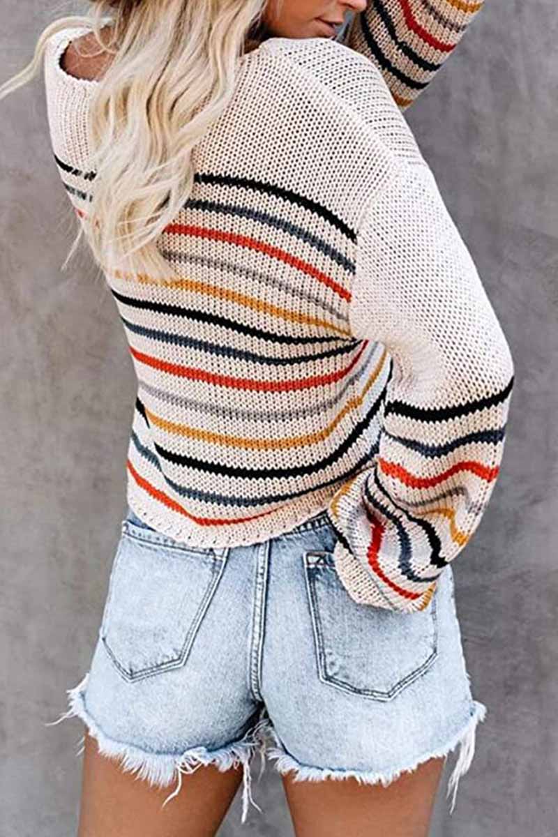 Pull élégant avec motif coloré et design épaules dénudées