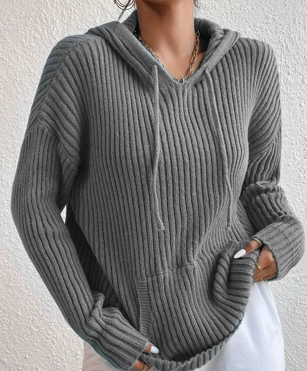 Pull Décontracté à Texture pour Femme - Tissu Épais, Manches Longues et Coupe Ample