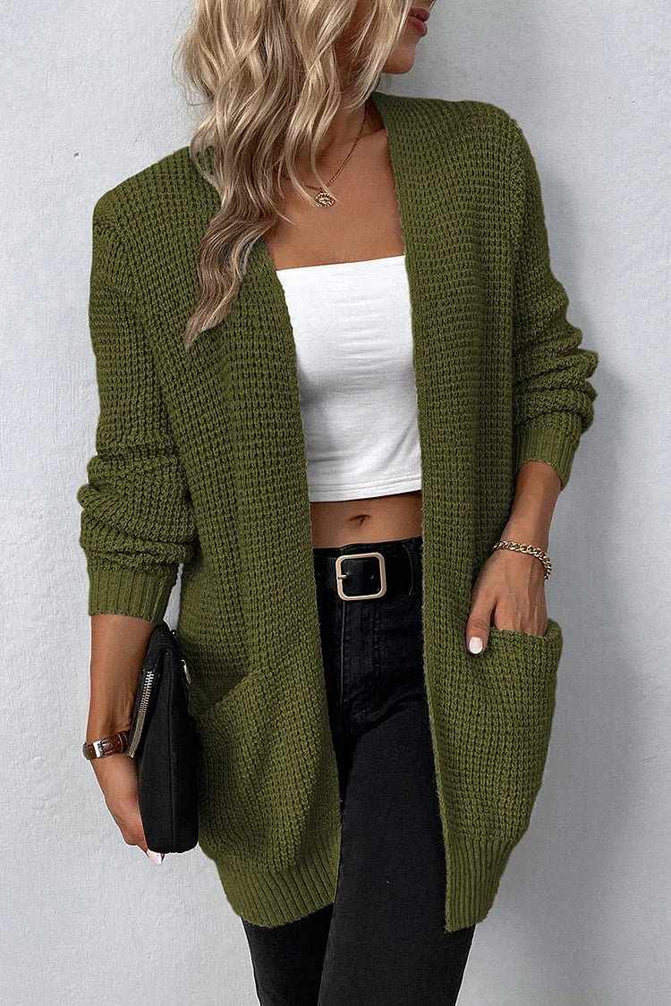 Cardigan moderne avec col V et poches pratiques : confort et chic