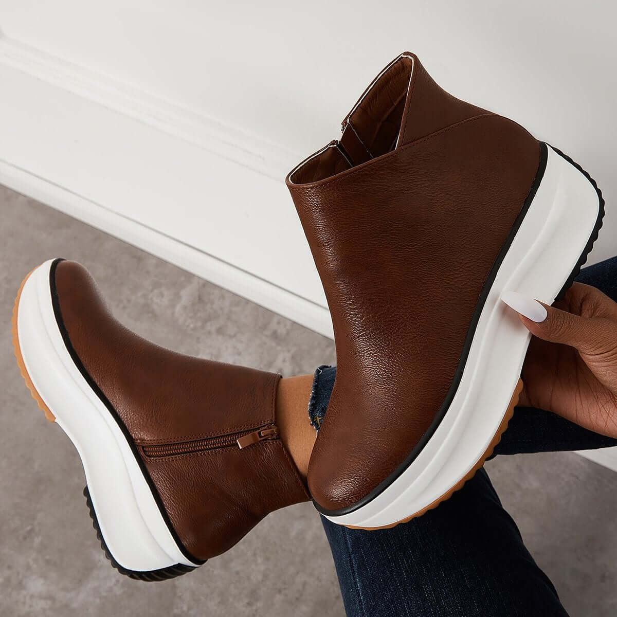 Bottines à Talons Wedge Sneakers Slip-On Élégants pour Femmes