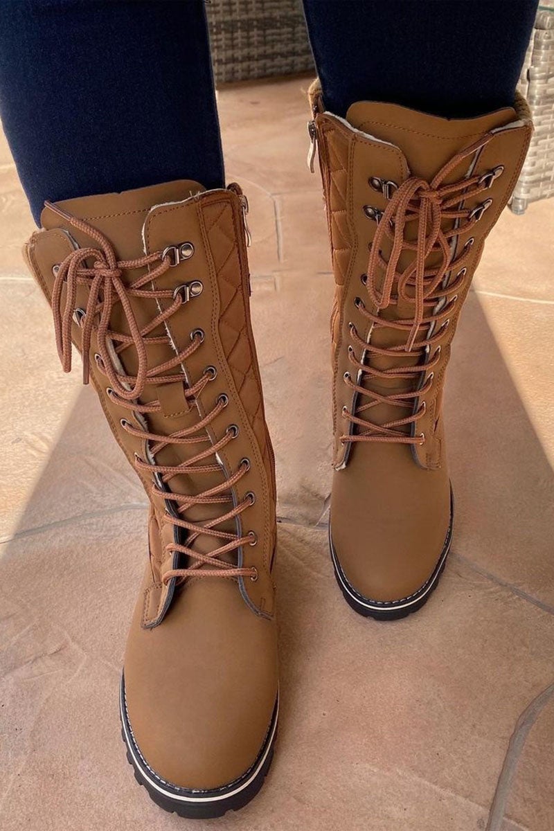 Bottes Hautes à Lacets avec Fermeture Éclair – Style Confortable et Moderne