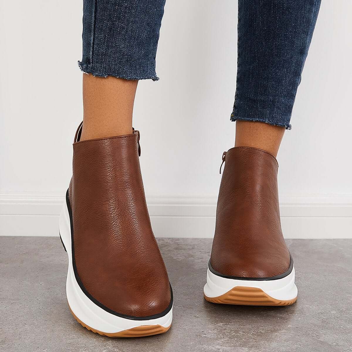 Bottines à Talons Wedge Sneakers Slip-On Élégants pour Femmes