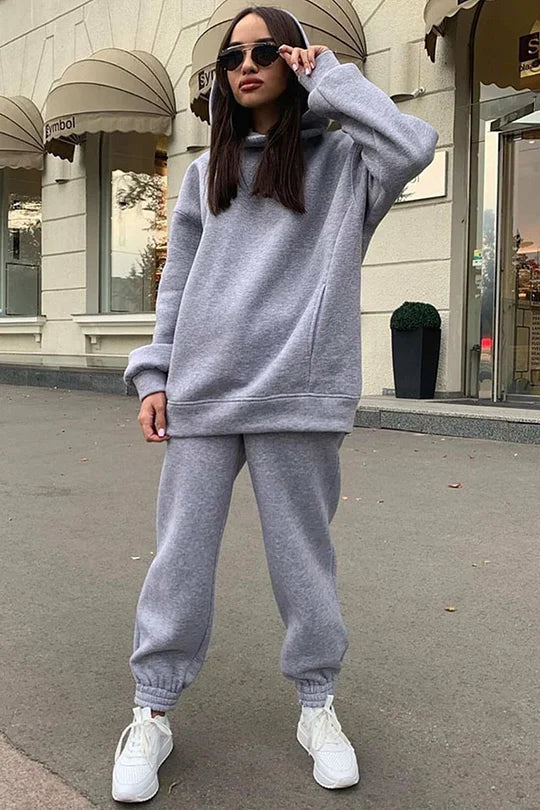 Ensemble Sweat à Capuche et Pantalon à Taille Élastique avec Poches