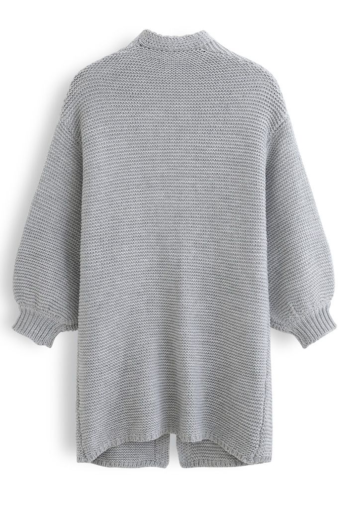 Cardigan Ouvert avec Poches en Gris Classique - Parfait pour Superposer