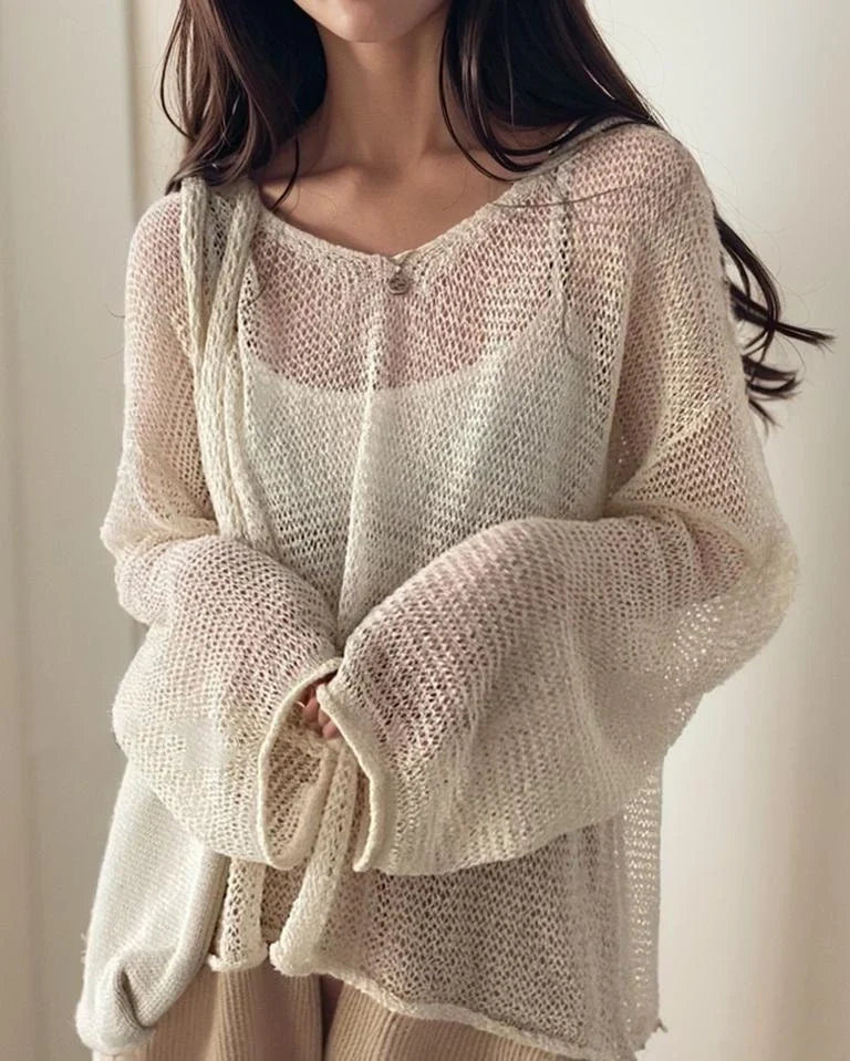 Un cardigan élégant pour femme avec un motif en maille, des manches longues et un col rond tendance