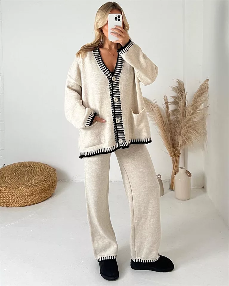 Ensemble 2 en 1, cardigan sophistiqué et pantalon polyvalent pour toute occasion