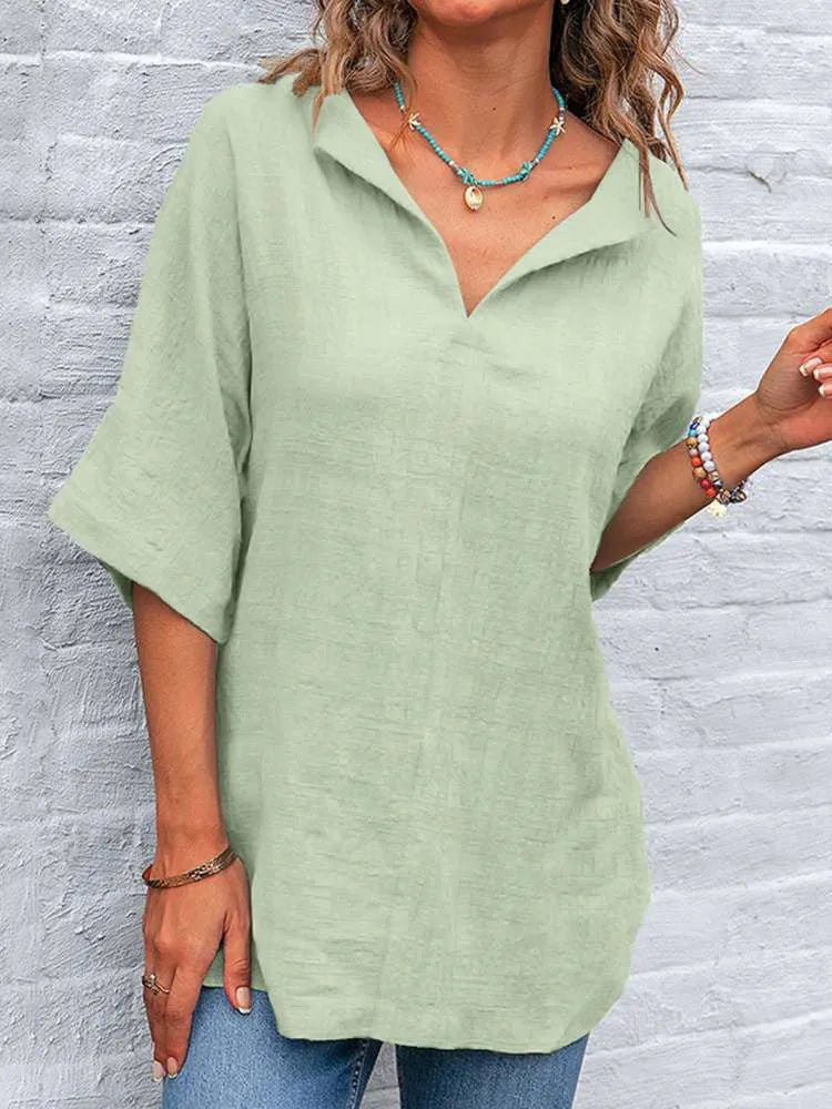 Berta - Chemise décontractée à manches 3/4 pour femmes Tops Blouses