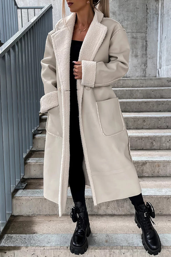 Manteau Harvey à Manches Longues avec Doublure en Fourrure et Fermeture à Boutons