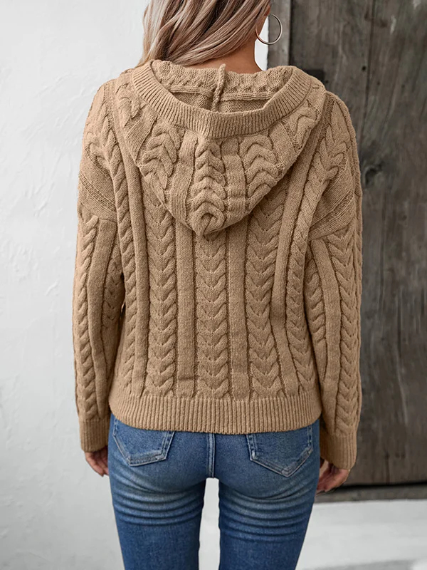 Cardigan élégant avec boutons et capuche surdimensionnée pour un apparence élégant et confortable par temps froid