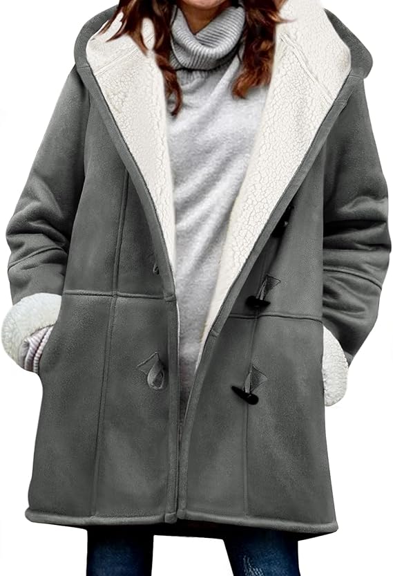 Manteau d'Hiver pour Femme avec Capuche et Design Élégant