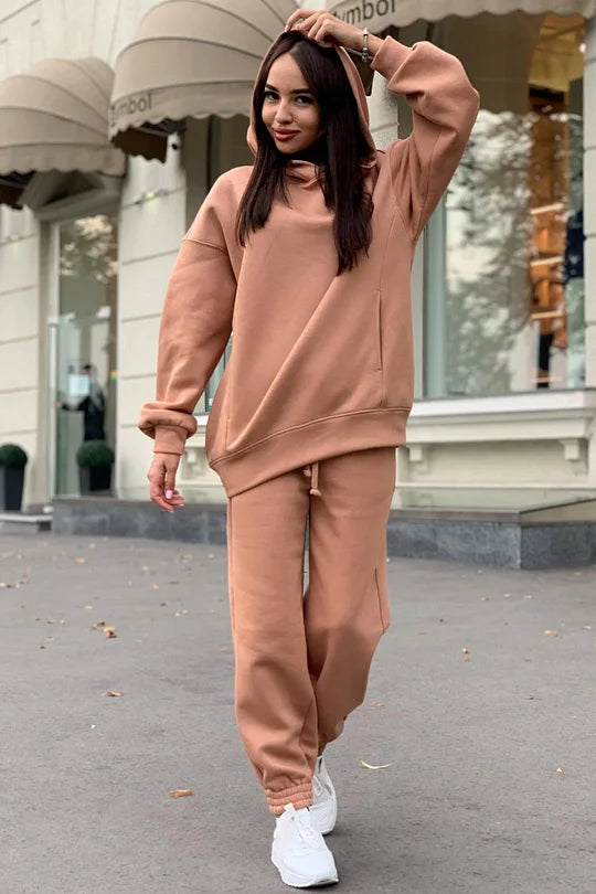 Ensemble Sweat à Capuche et Pantalon à Taille Élastique avec Poches