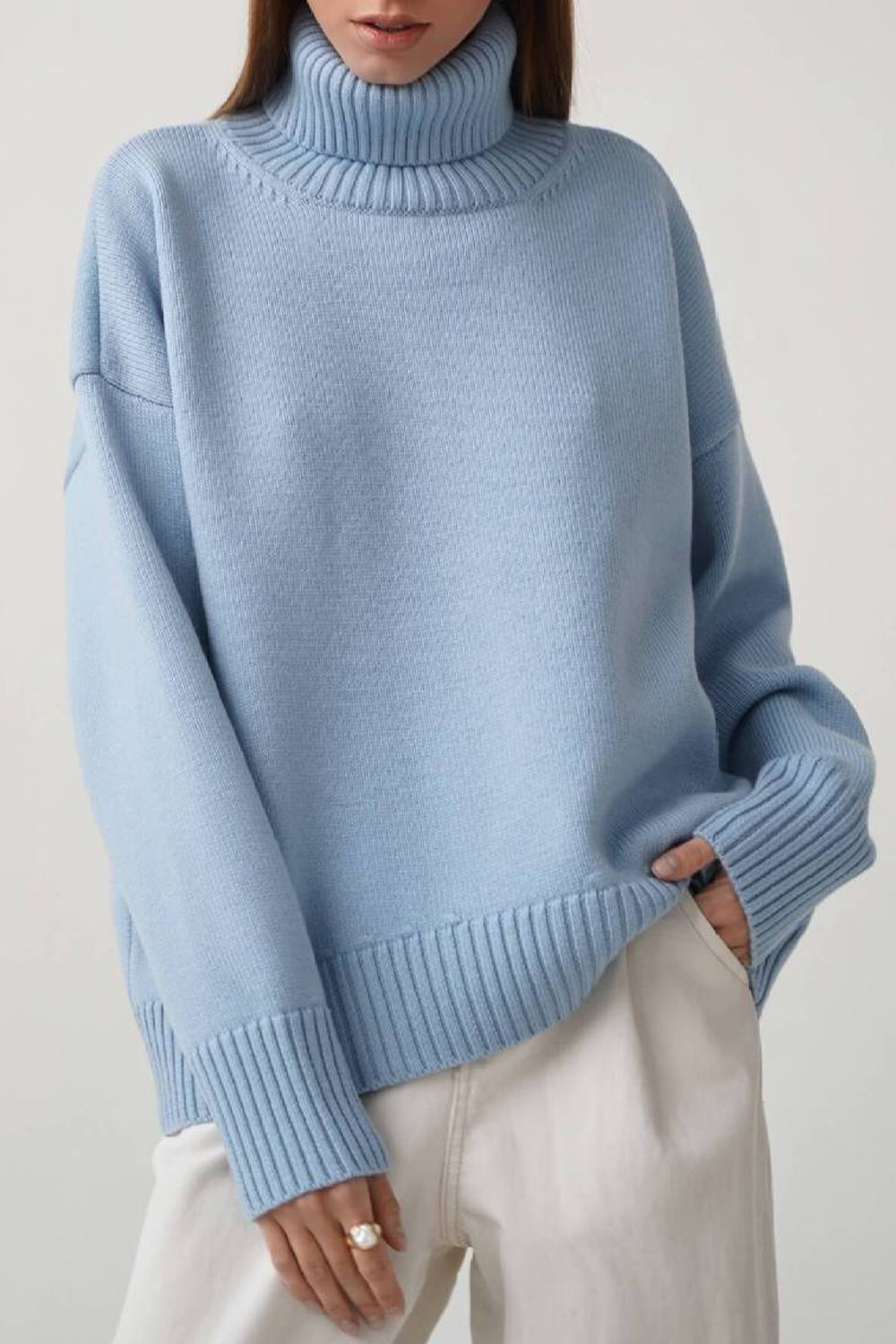 Pull à col roulé pour femme, style volumineux pour temps froid