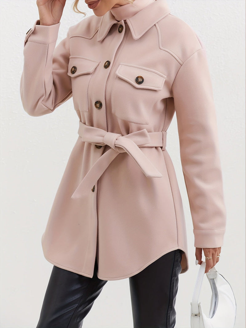 Manteau Chic pour Femme avec Ceinture et Détails Élégants