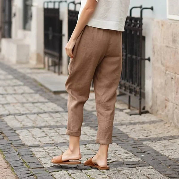 Pantalons amples en lin et coton pour femmes de grande taille