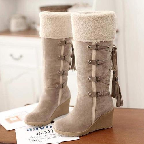 "Bottes Montantes en Wedge Chaleureuses pour l'Hiver "