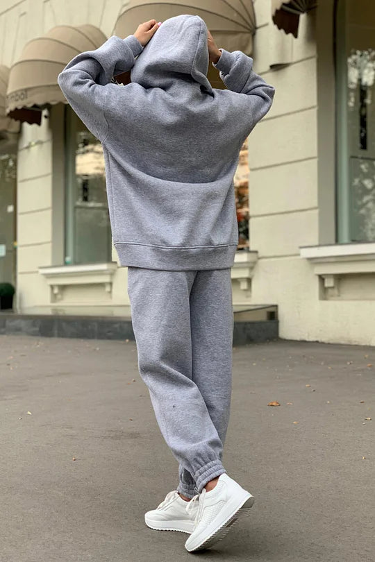 Ensemble Sweat à Capuche et Pantalon à Taille Élastique avec Poches