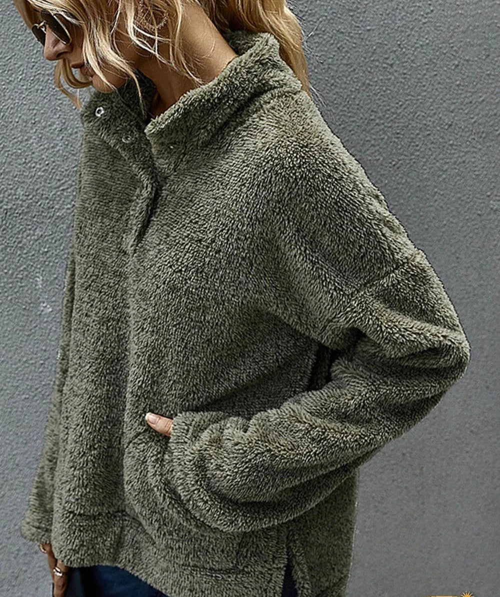 Pull pour Femmes à Col Montant, Manches Longues et Ourlet Asymétrique