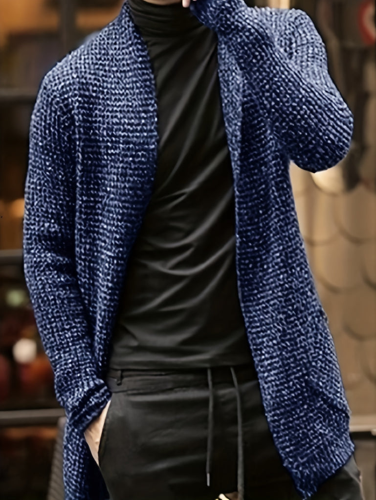 Pull Tricot Vintage pour Homme d'Alex, Manteau Ouvert à Manches Longues et Coupe-Vent pour Activités Extérieures d'Hiver