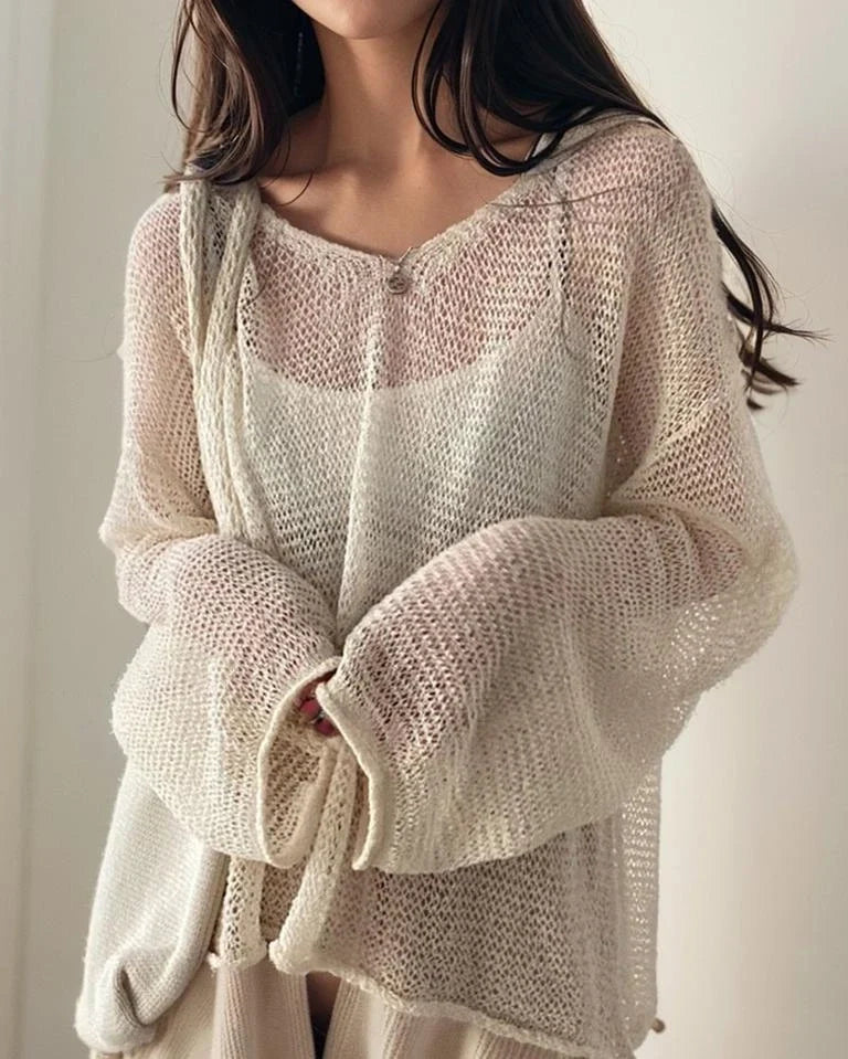 Un cardigan élégant pour femme avec un motif en maille, des manches longues et un col rond tendance