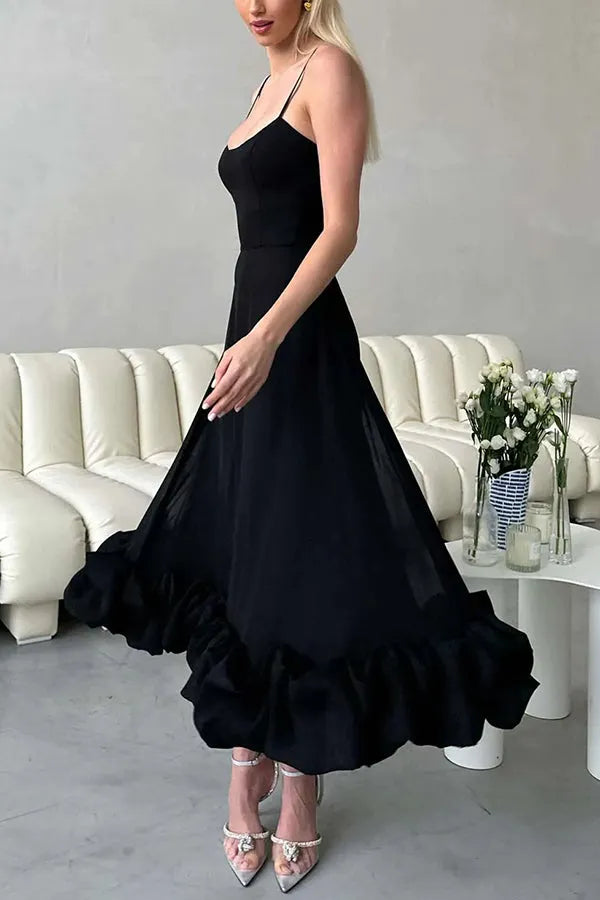 Midnight Girl Flounce Bustier Banquet Party Midi šaty