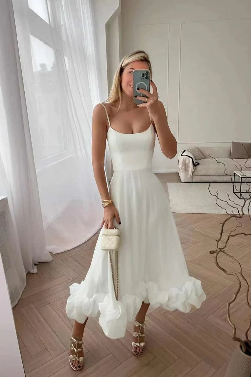 Sara - Robe midi avec volant et bustier