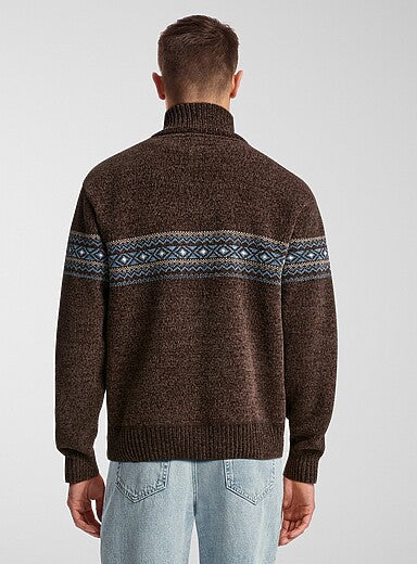 Pull en Chenille à Motifs Jacquard pour Homme – Élégance Confortable