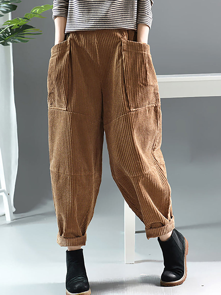 Pantalon Rétro Grande Taille en Couleur Unie pour le Printemps