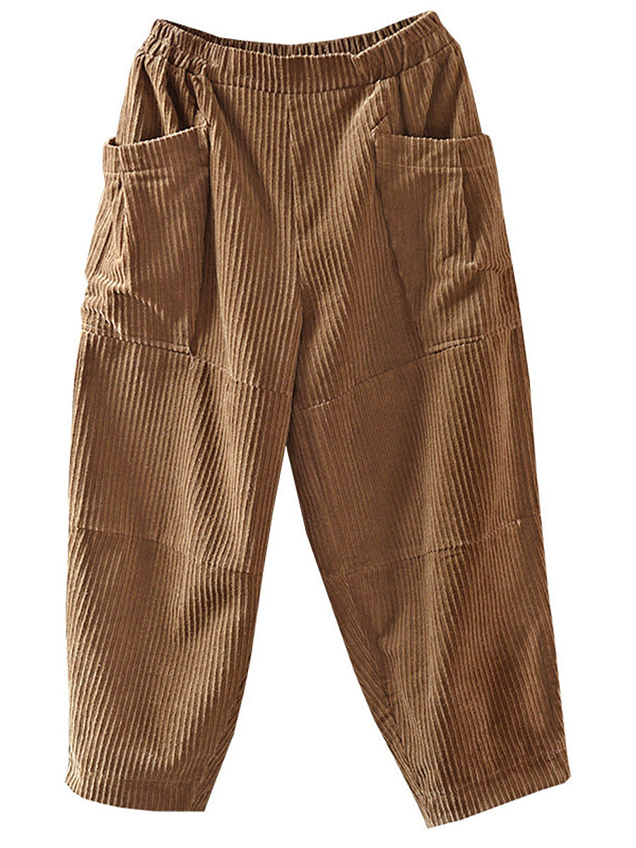 Pantalon Rétro Grande Taille en Couleur Unie pour le Printemps