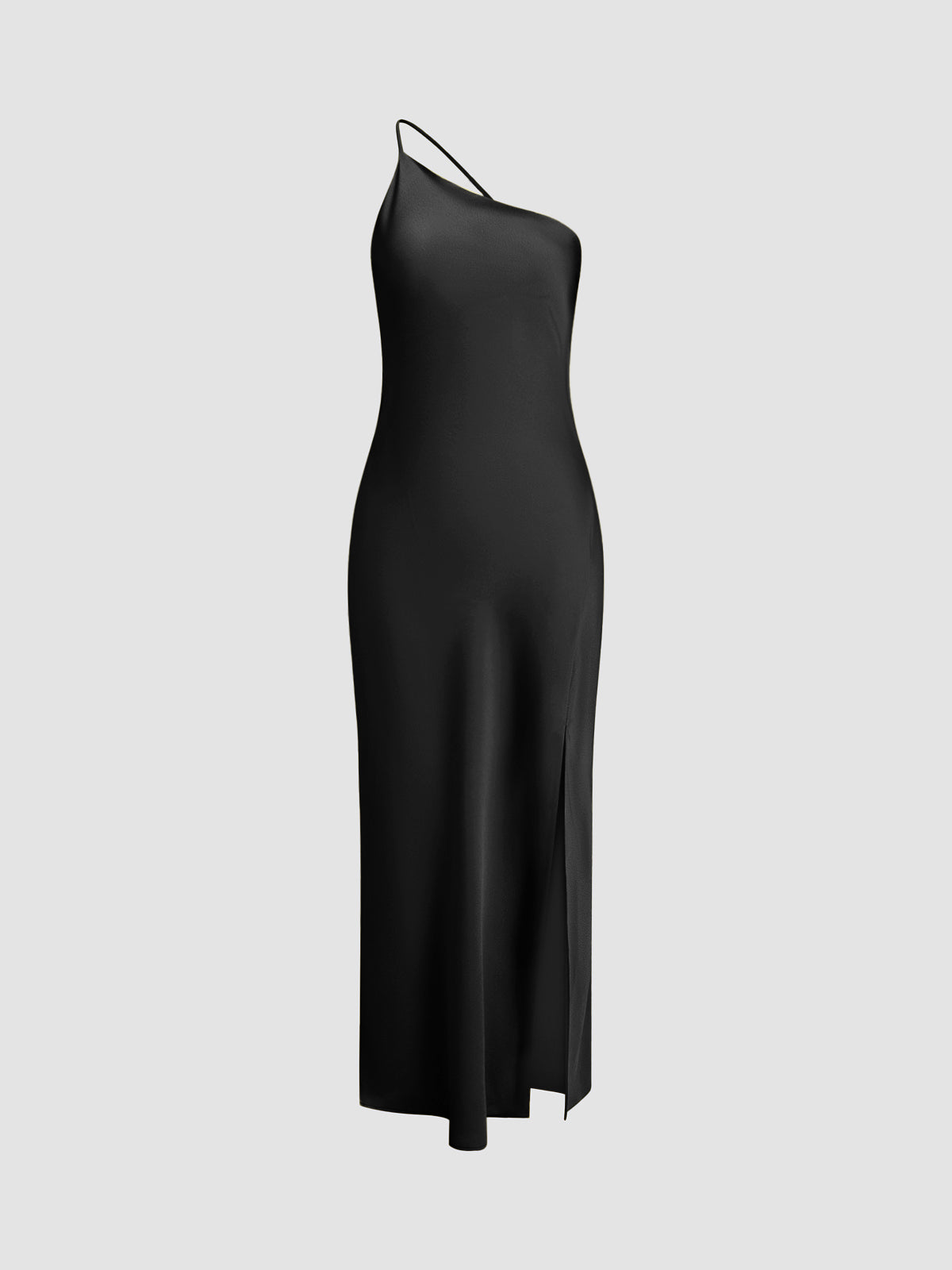 Robe longue élégante avec col halter et fente haute