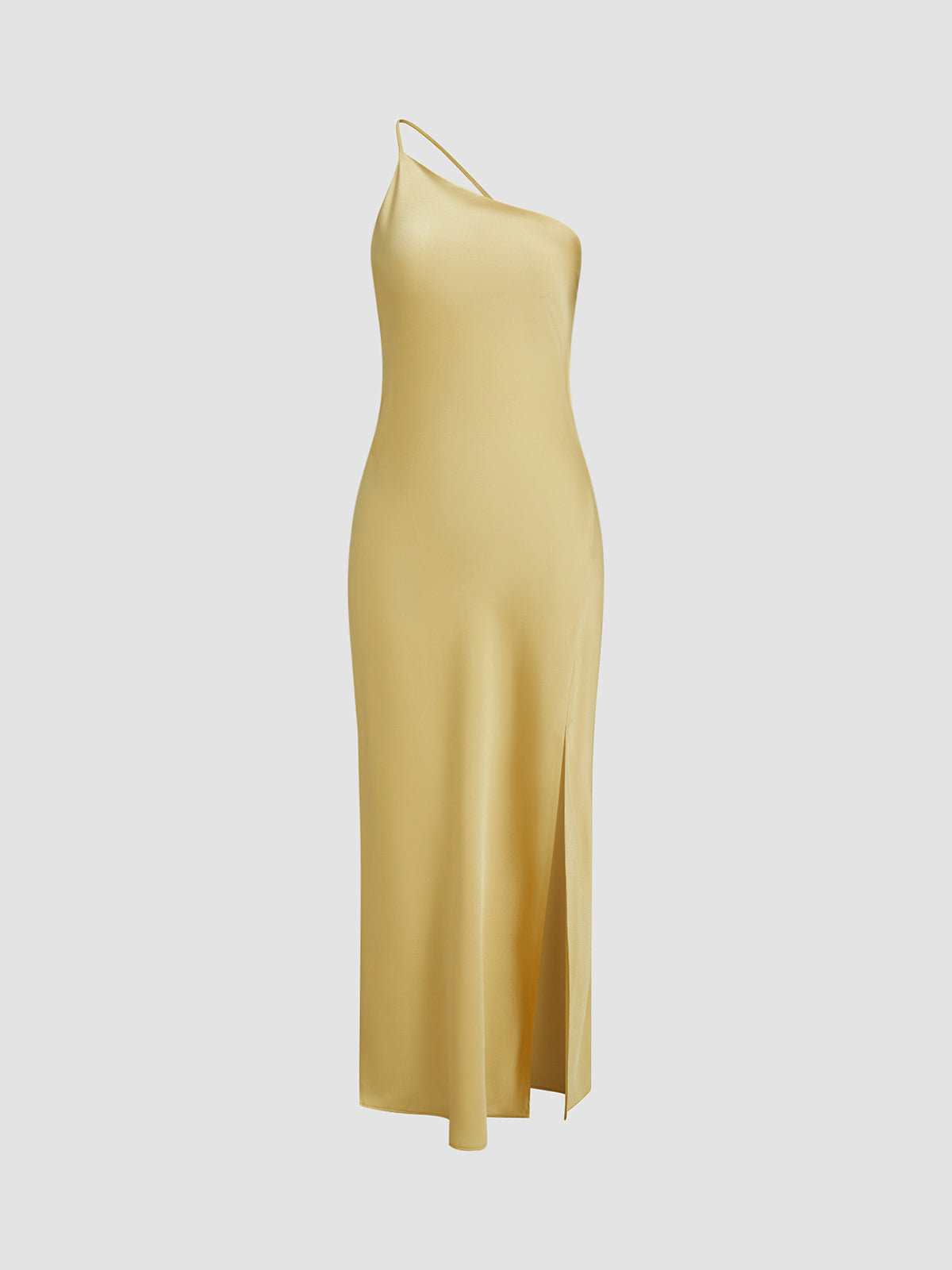 Robe longue élégante avec col halter et fente haute