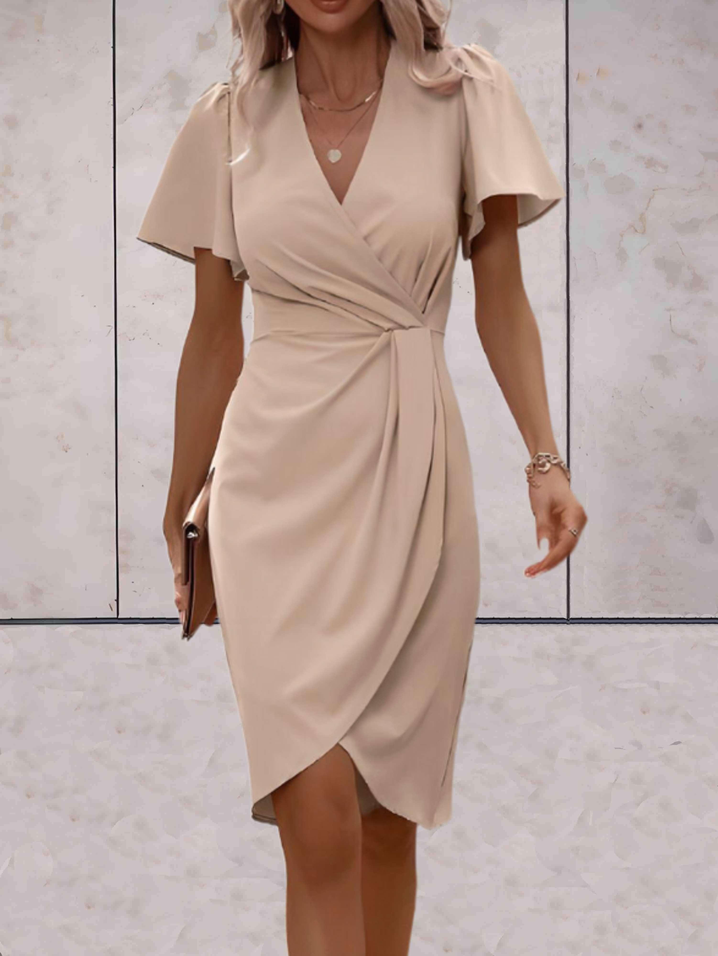 Robe portefeuille classique avec décolleté en V raffiné