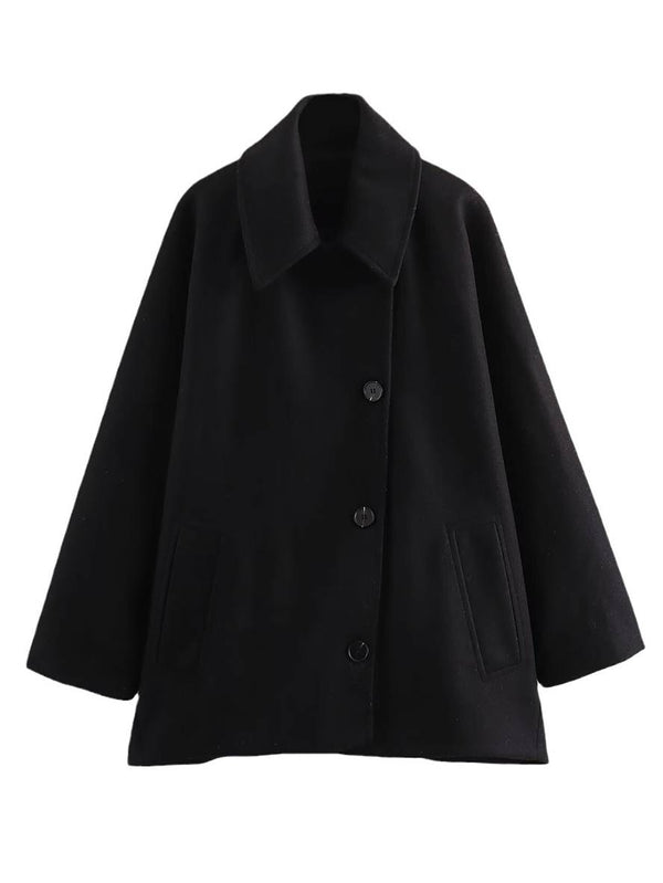 Manteau longue pour femme avec col et revers, élégant et décontracté