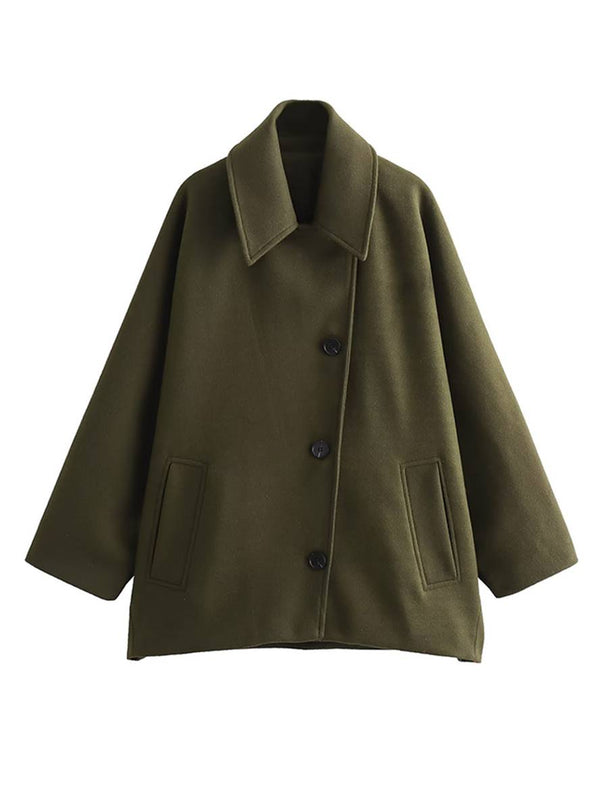 Manteau longue pour femme avec col et revers, élégant et décontracté