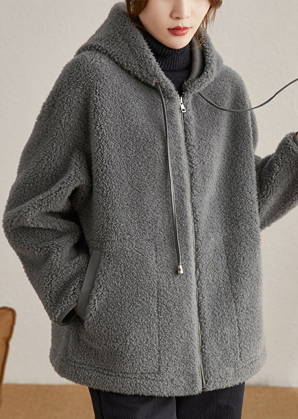 Manteau Gris à Capuche avec Poches – Parfait pour l'Hiver