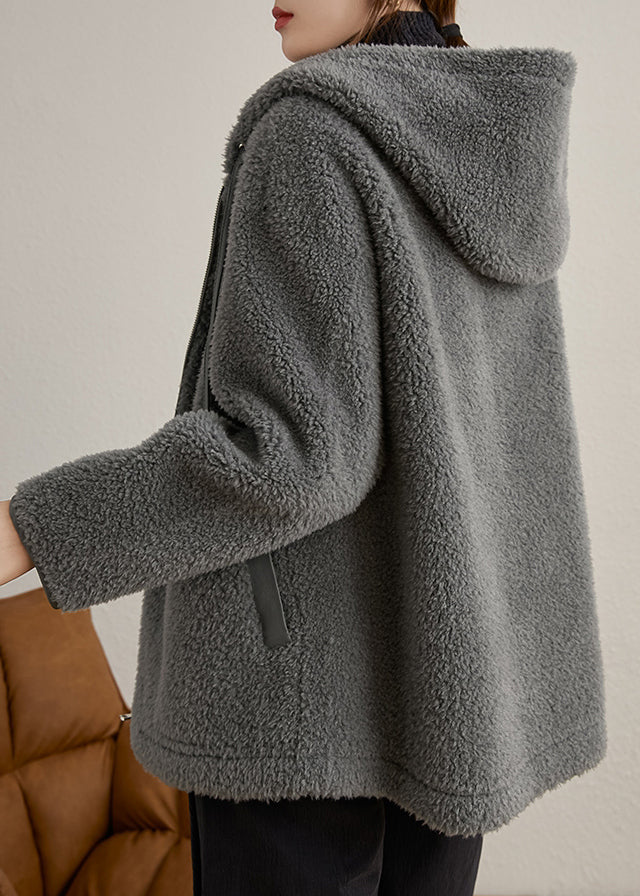 Manteau Gris à Capuche avec Poches – Parfait pour l'Hiver