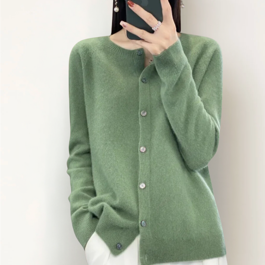 Cardigan Chic à Col Rond avec Boutons pour Femmes Élégantes
