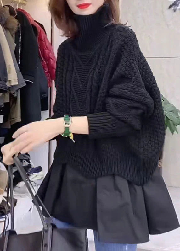 Pull en Maille Noir à Col Roulé Chic pour l'Hiver