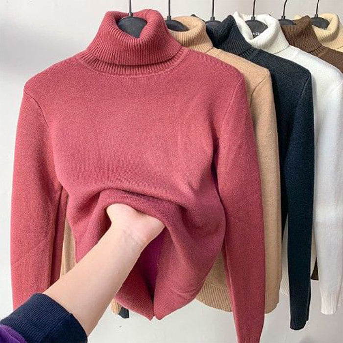 Pull femme à col haut, chic et raffiné