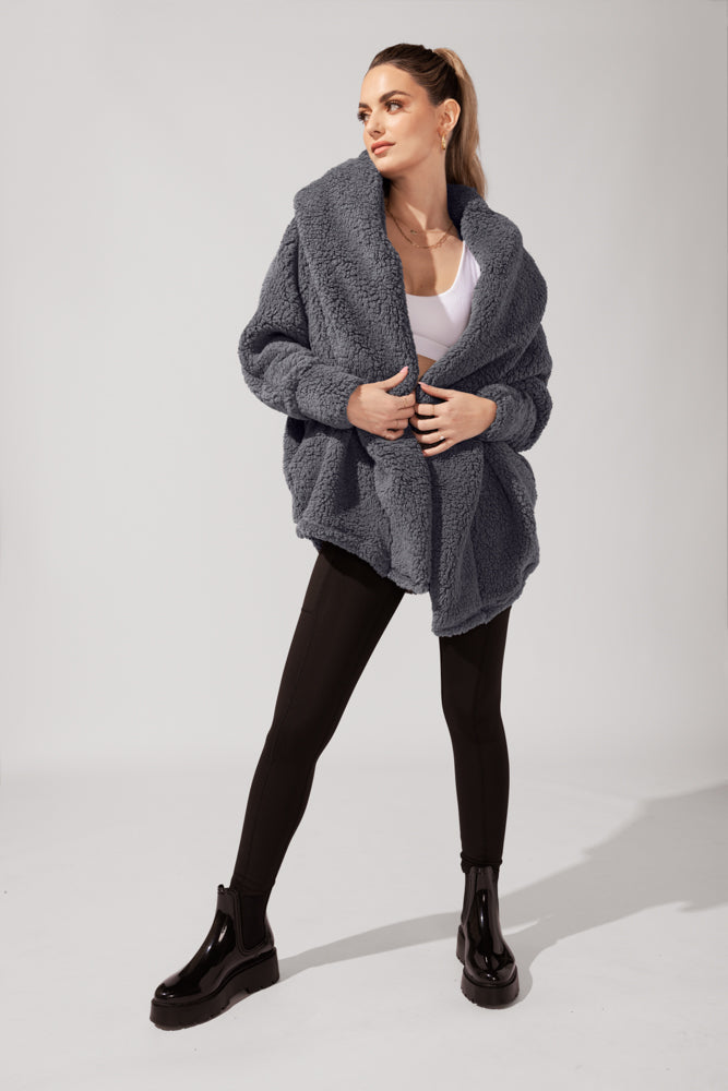 Manteau Cocoon pour Femme - Chic Gris Froid