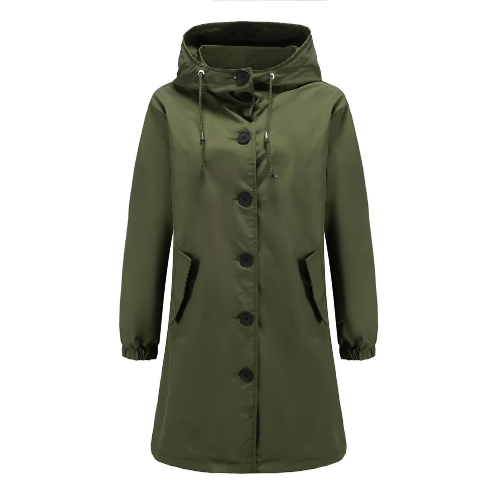 Cape à capuche tendance pour femme avec fermeture boutonnée