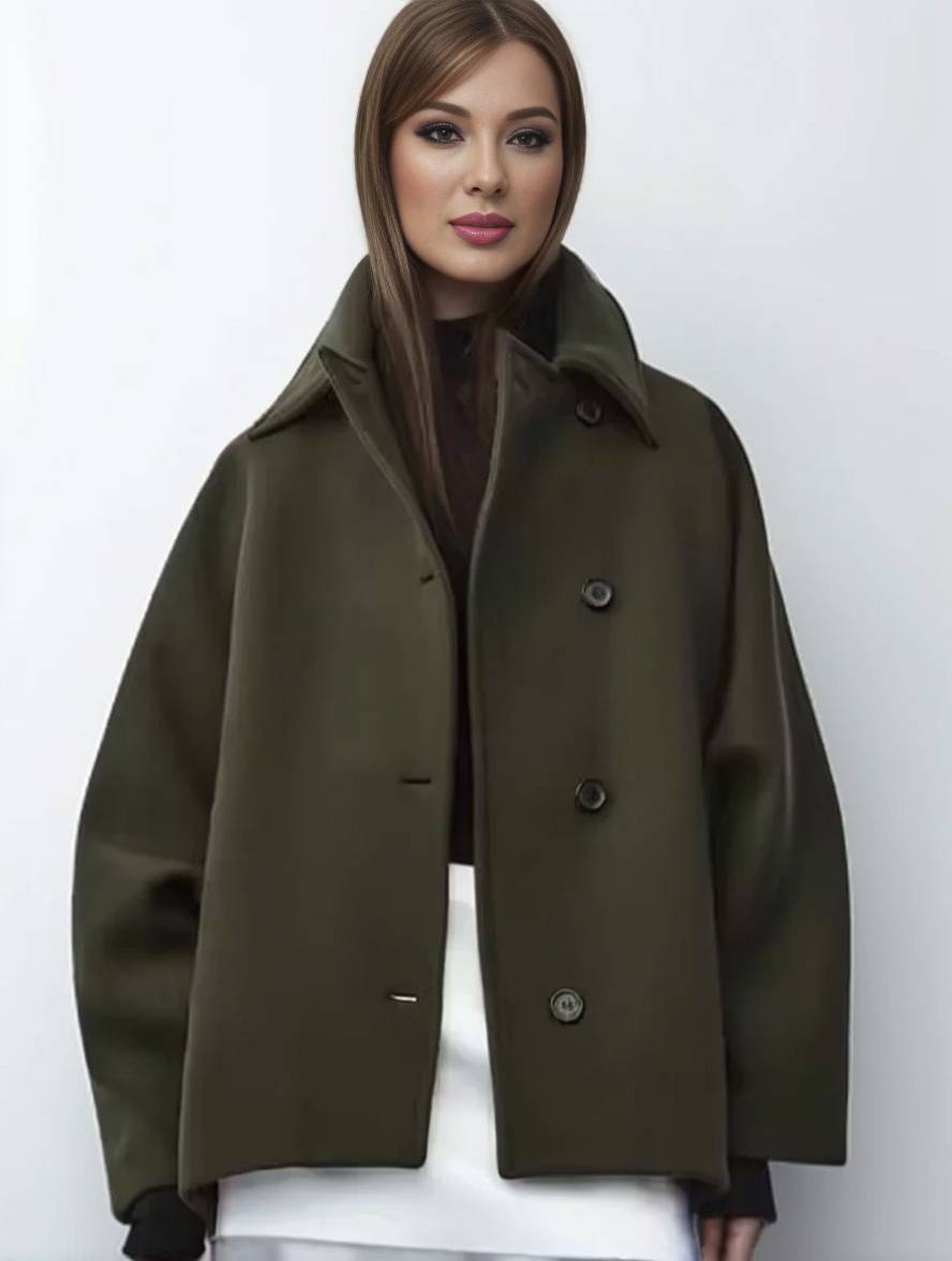 Veste femme élégante avec poches, col à revers et manches amples pour un regarder tendance décontracté
